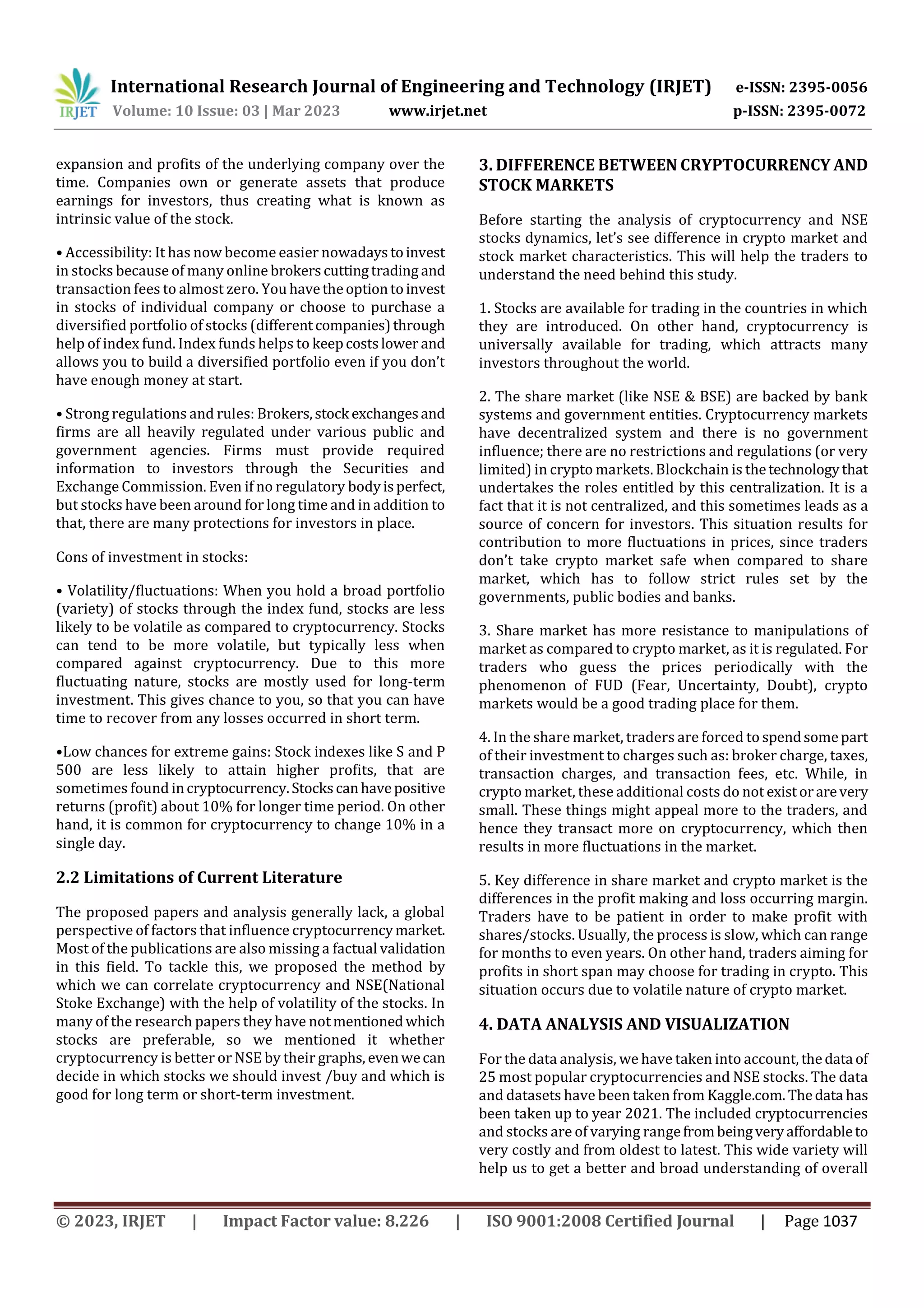 Cryptocurrency And NSE Stock Market: A Comparative Data Analysis | PDF