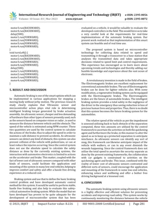 FABRICATION OF AUTOMATIC BRAKING SYSTEM USING ULTRASONIC SENSOR | PDF