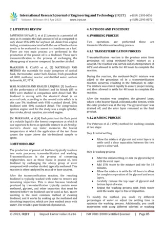 EXPERMENTAL ANALYSIS OF PEANUT OIL AS BIO-DIESEL ON CI ENGINE | PDF