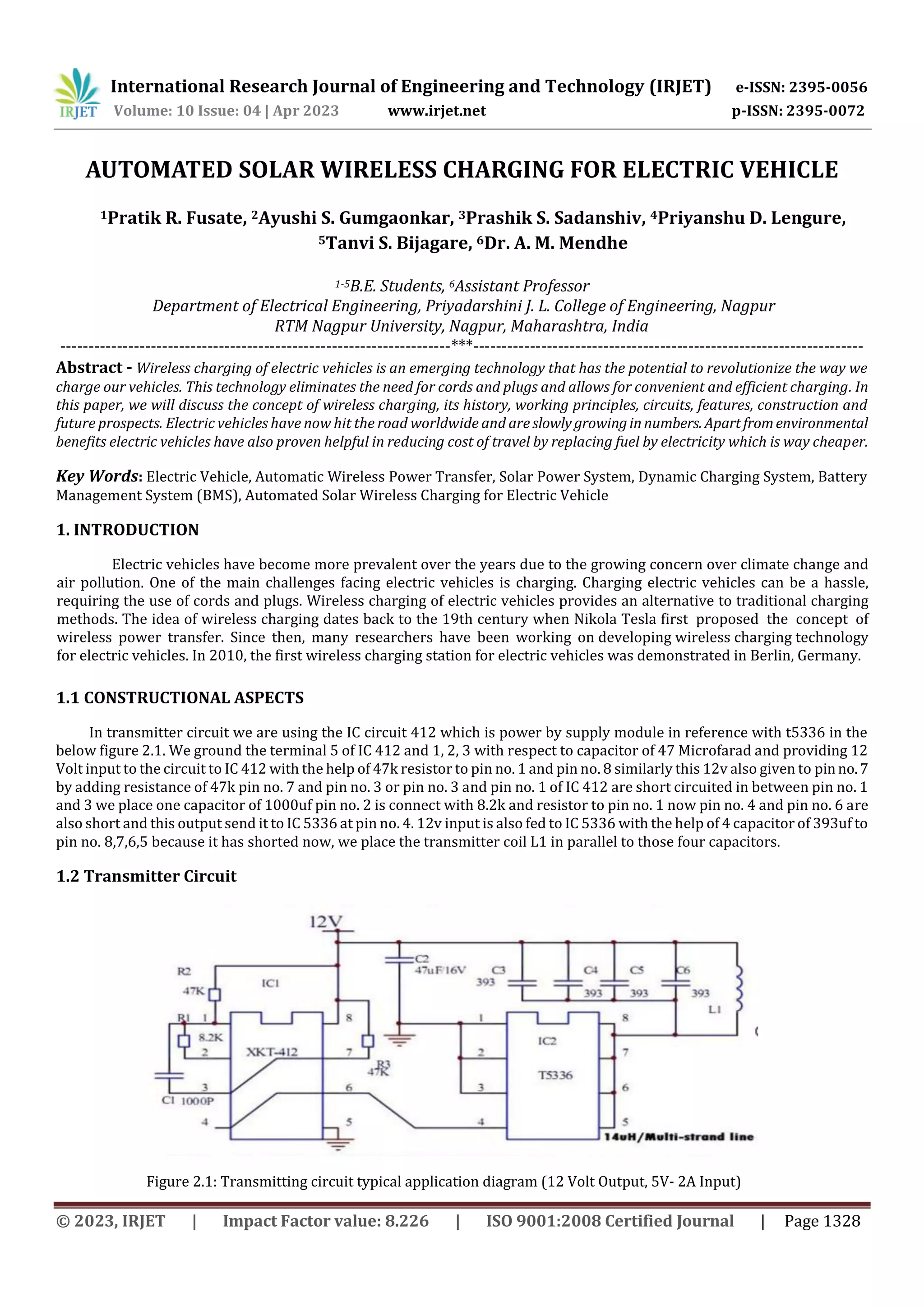 AUTOMATED SOLAR WIRELESS CHARGING FOR ELECTRIC VEHICLE | PDF