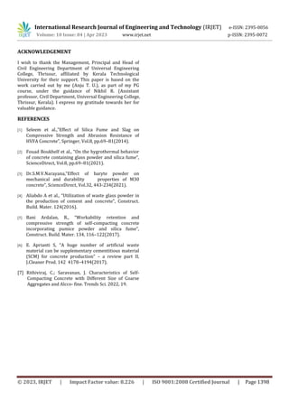 Study of partial replacement of cement by barite powder and silica fume ...
