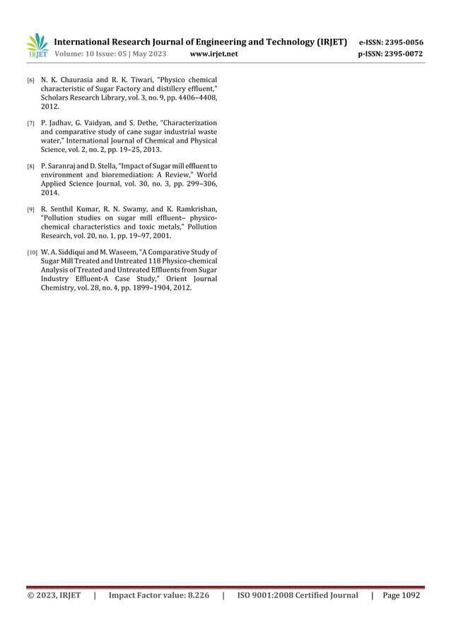 Neutralization of Acidic Effluent from Sugar Mill using Sodium ...