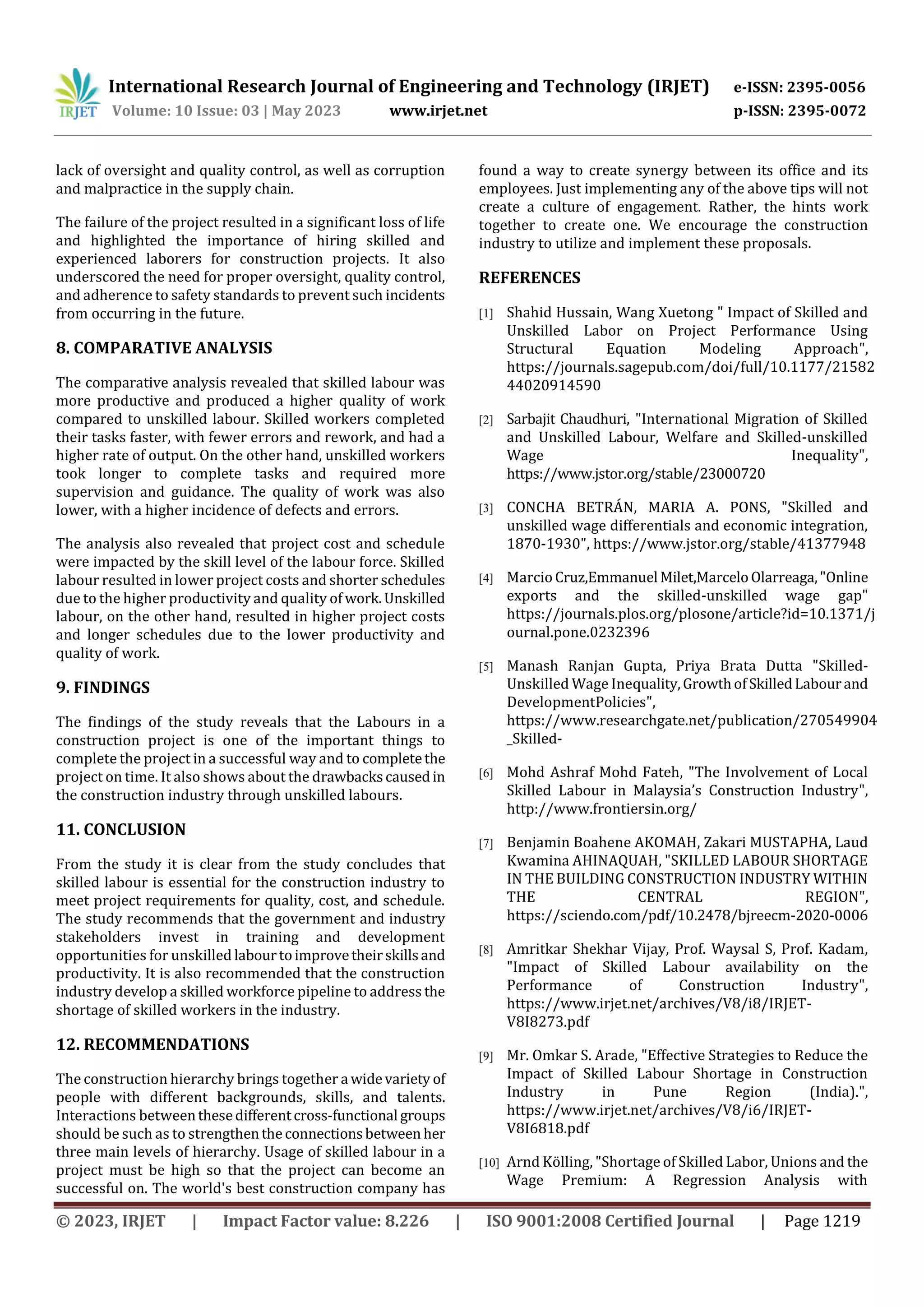 The Impact of Skilled and Unskilled Labour in Construction Industry in ...