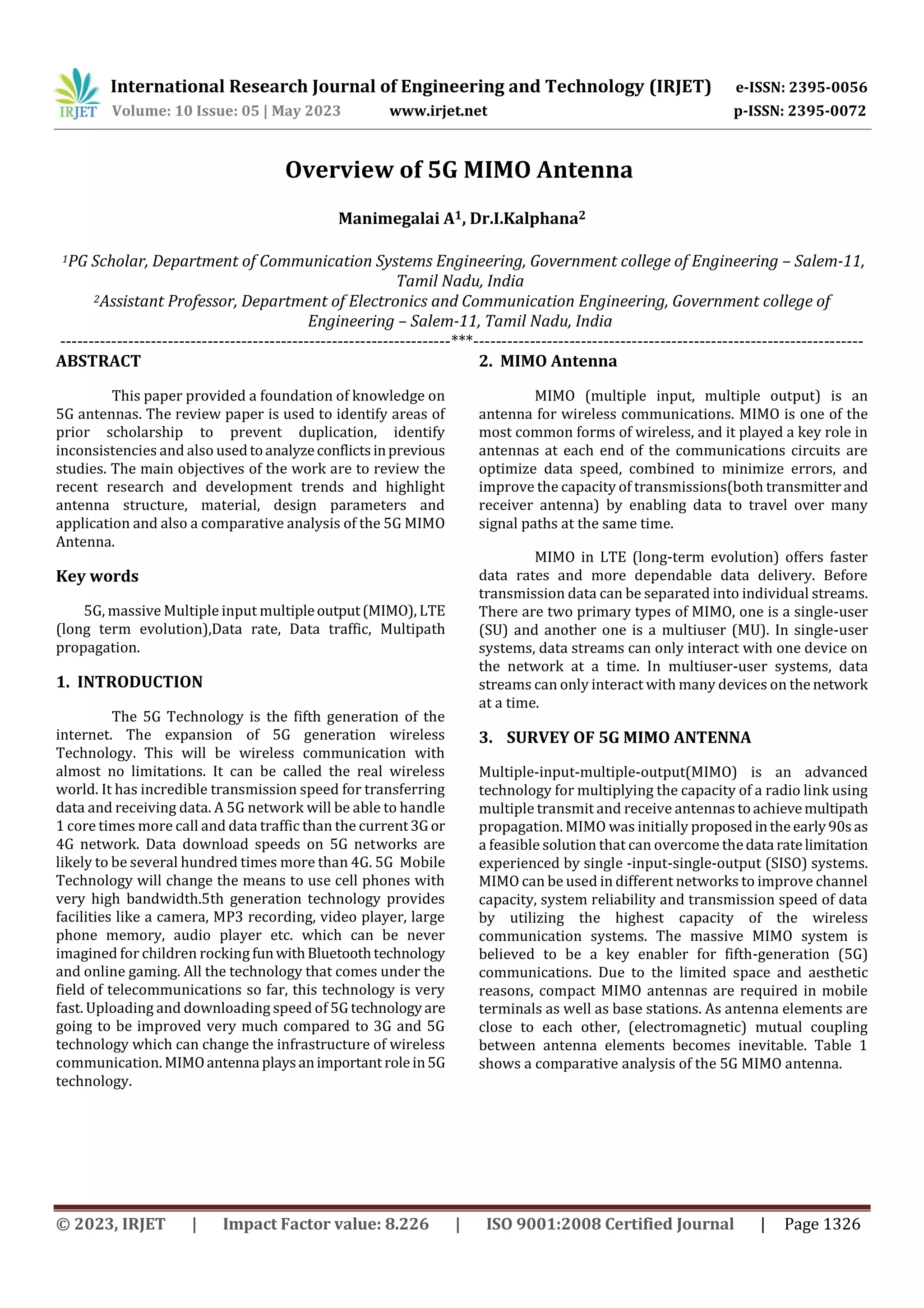 Overview of 5G MIMO Antenna | PDF