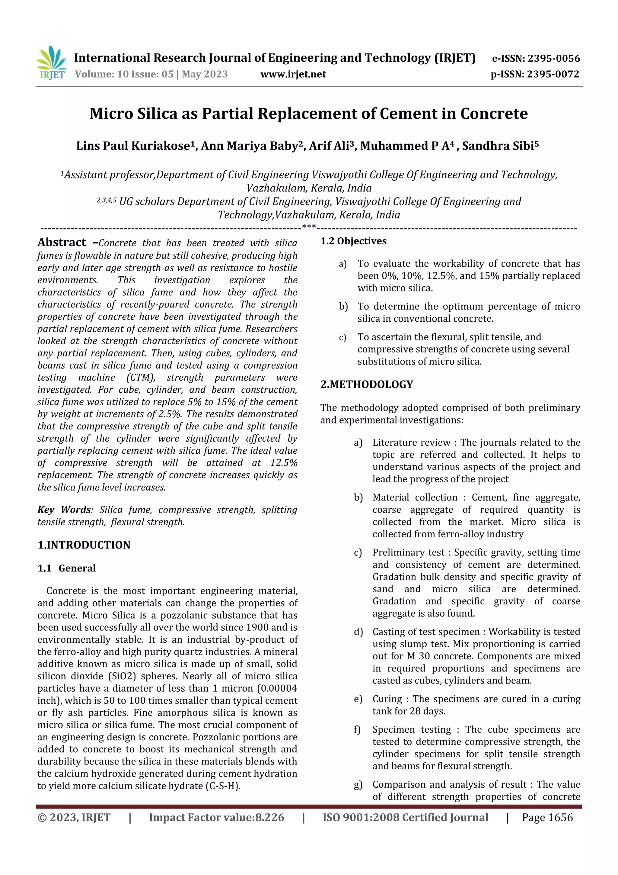 Micro Silica as Partial Replacement of Cement in Concrete | PDF