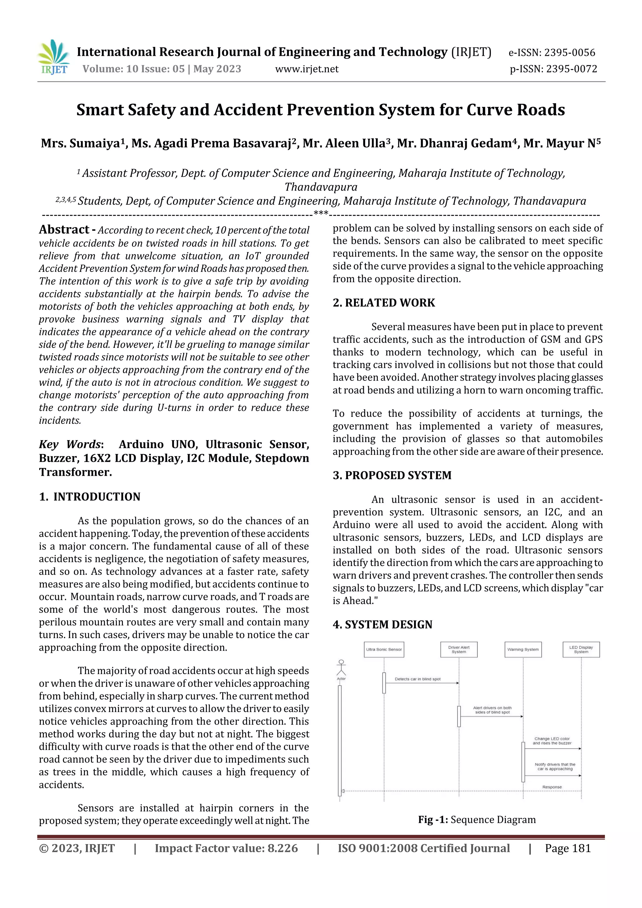 Smart Safety and Accident Prevention System for Curve Roads | PDF