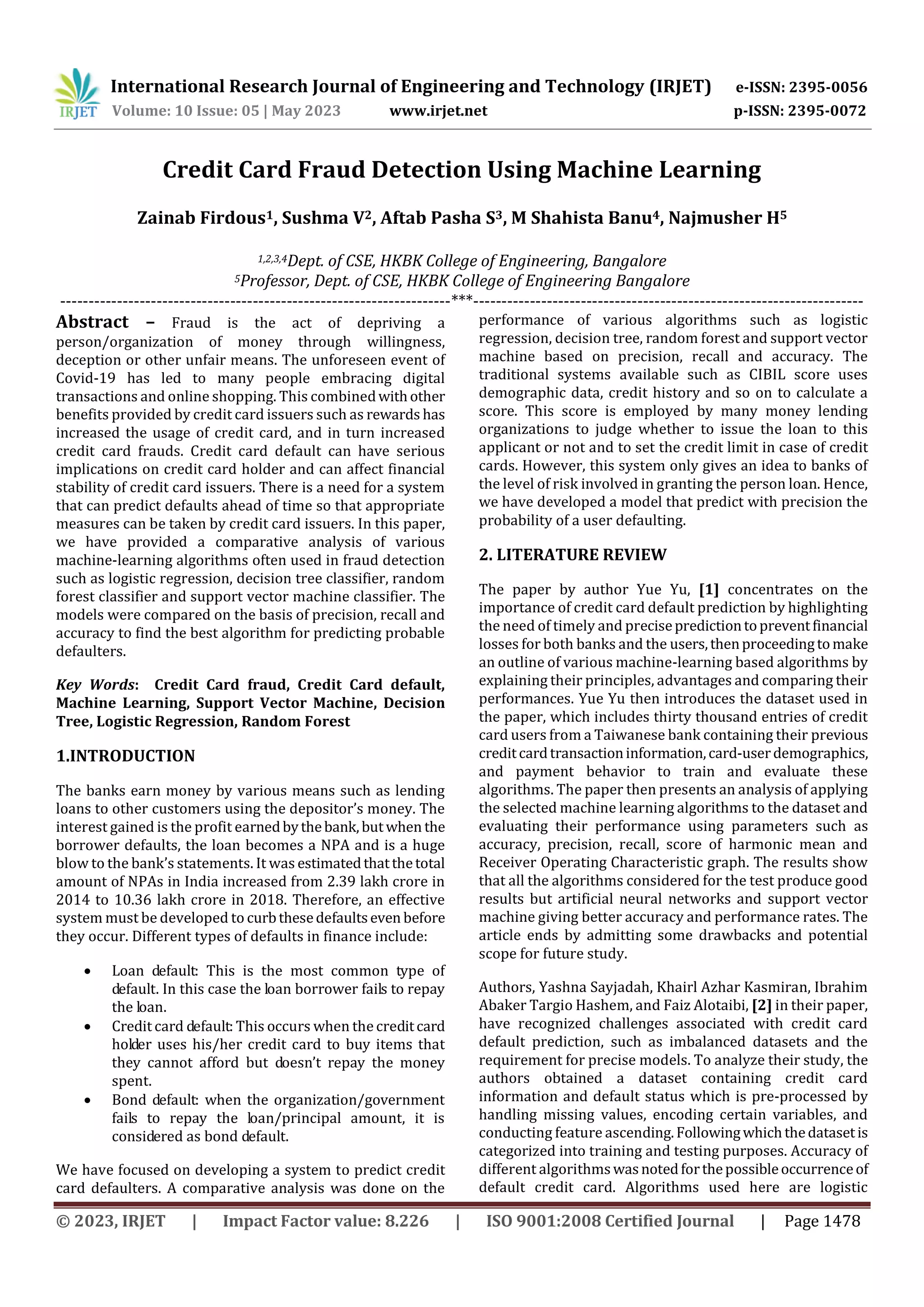 Credit Card Fraud Detection Using Machine Learning | PDF