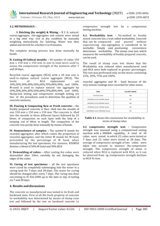 AN EXPERIMENTAL STUDY ON STRENGTH OF CONCRETE USING RECYCLED AGGREGATES ...