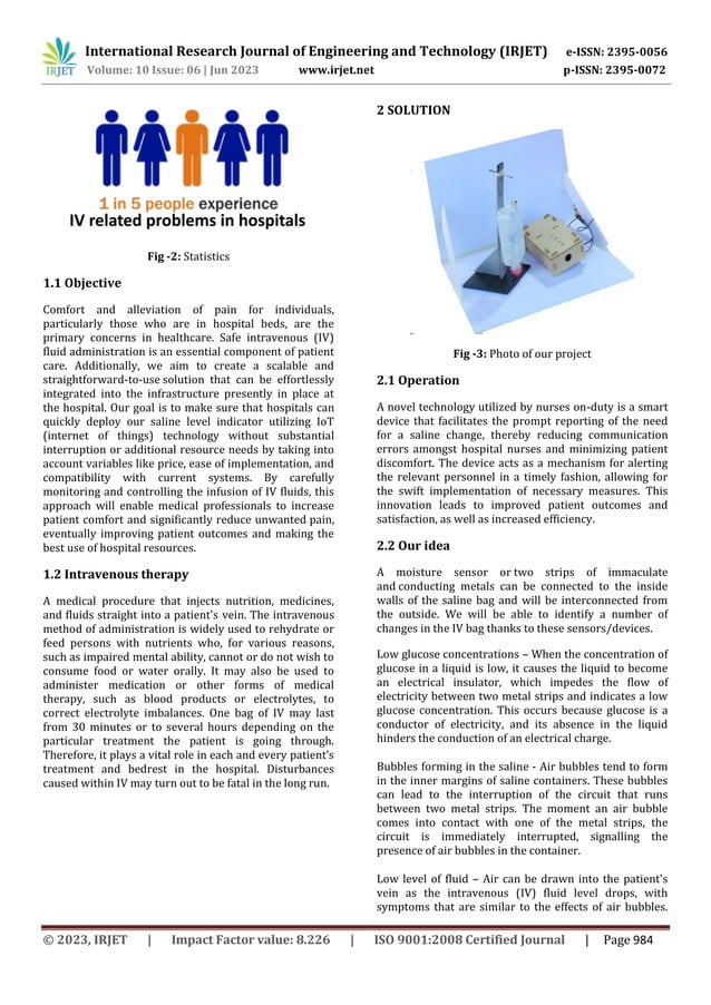 Saline Level Indicator for Hospitals using IoT | PDF | First Aid | Injuries