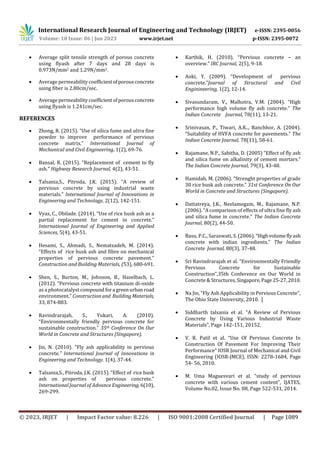 IMPROVEMENT IN PROPERTIES OF POROUS CONCRETE USING FIBER | PDF