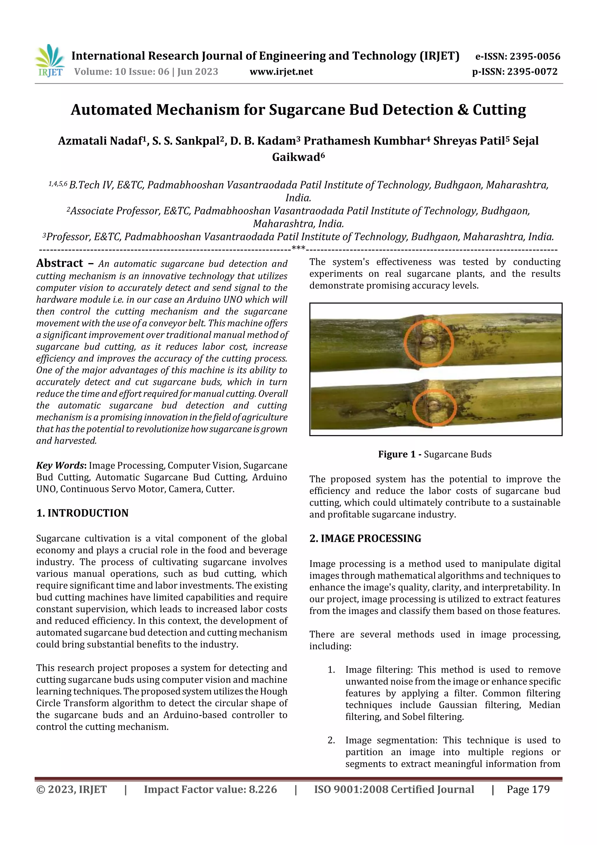 Module 8 Bud Automated Mechanism for Sugarcane Bud Detection & Cutting | PDF