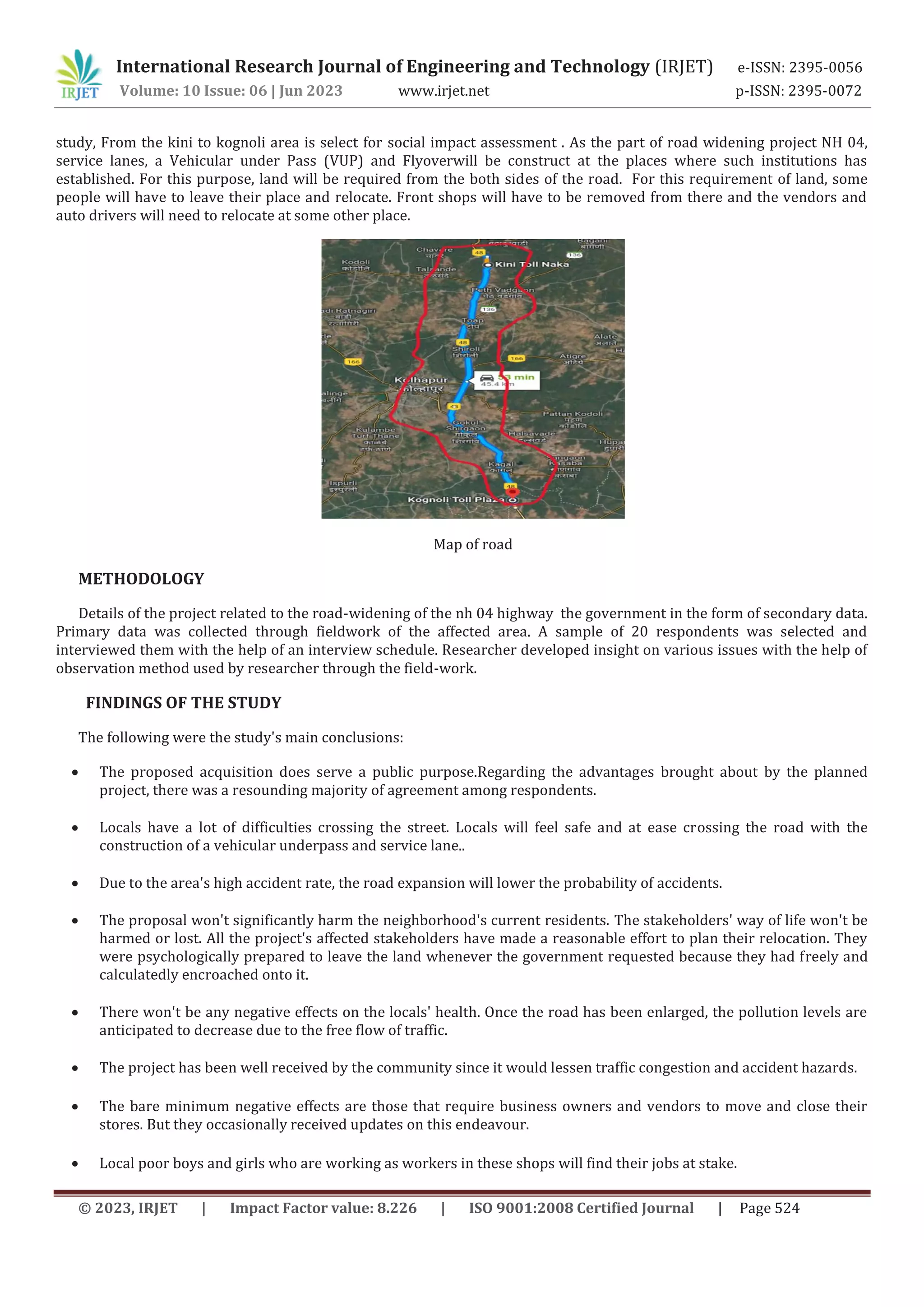 SOCIAL IMPACT ASSESSMENT: DURING THE CONSTRUCTION OF ROAD WIDNING | PDF