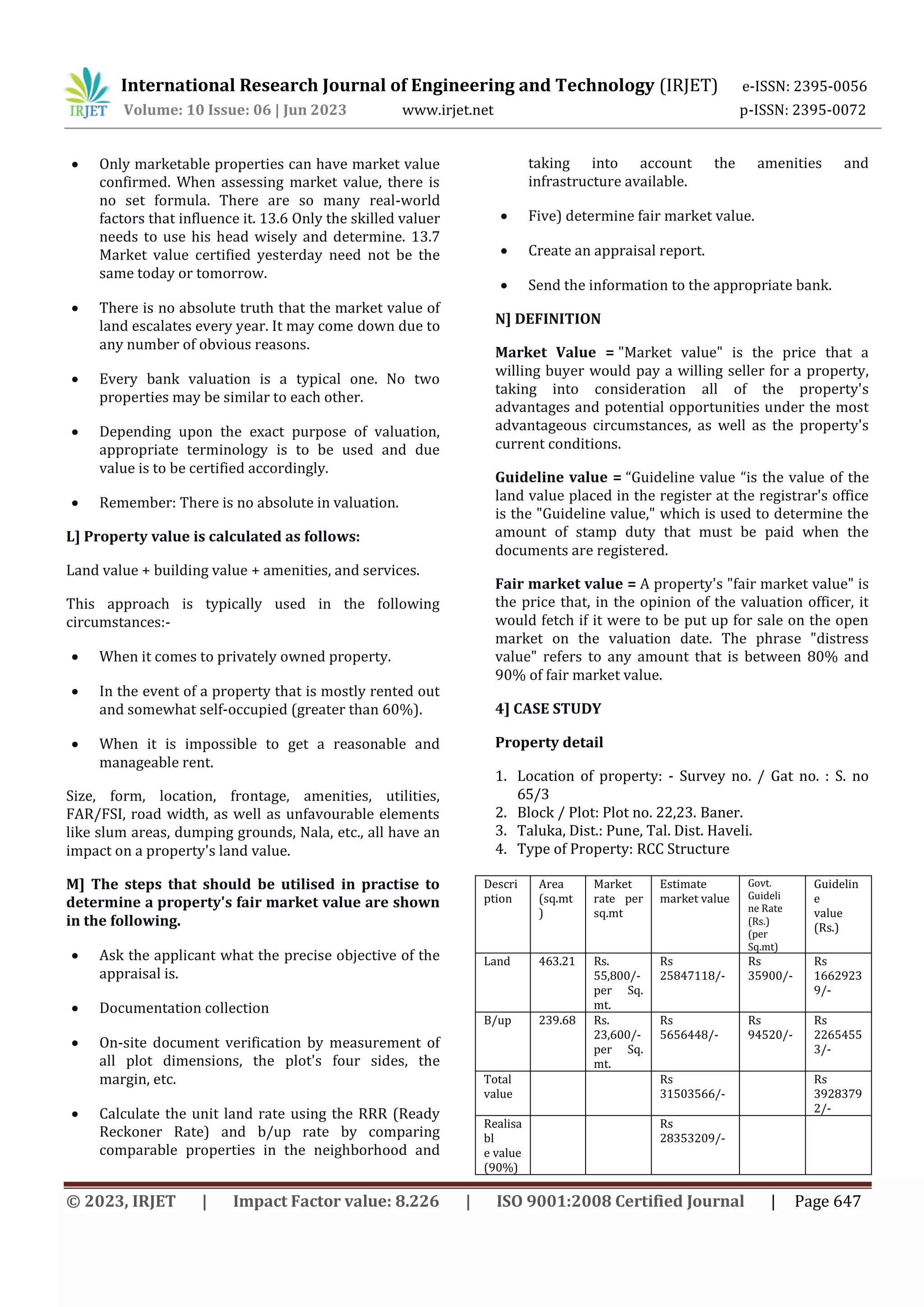 STUDY OF VALUATION OF RESIDENTIAL PROPERTY – A CASE STUDY OF PUNE CITY ...