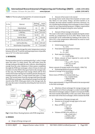 DESIGN AND DEVELOPMENT OF SOLAR WATER HEATING SYSTEM USING PHASE CHANGE ...