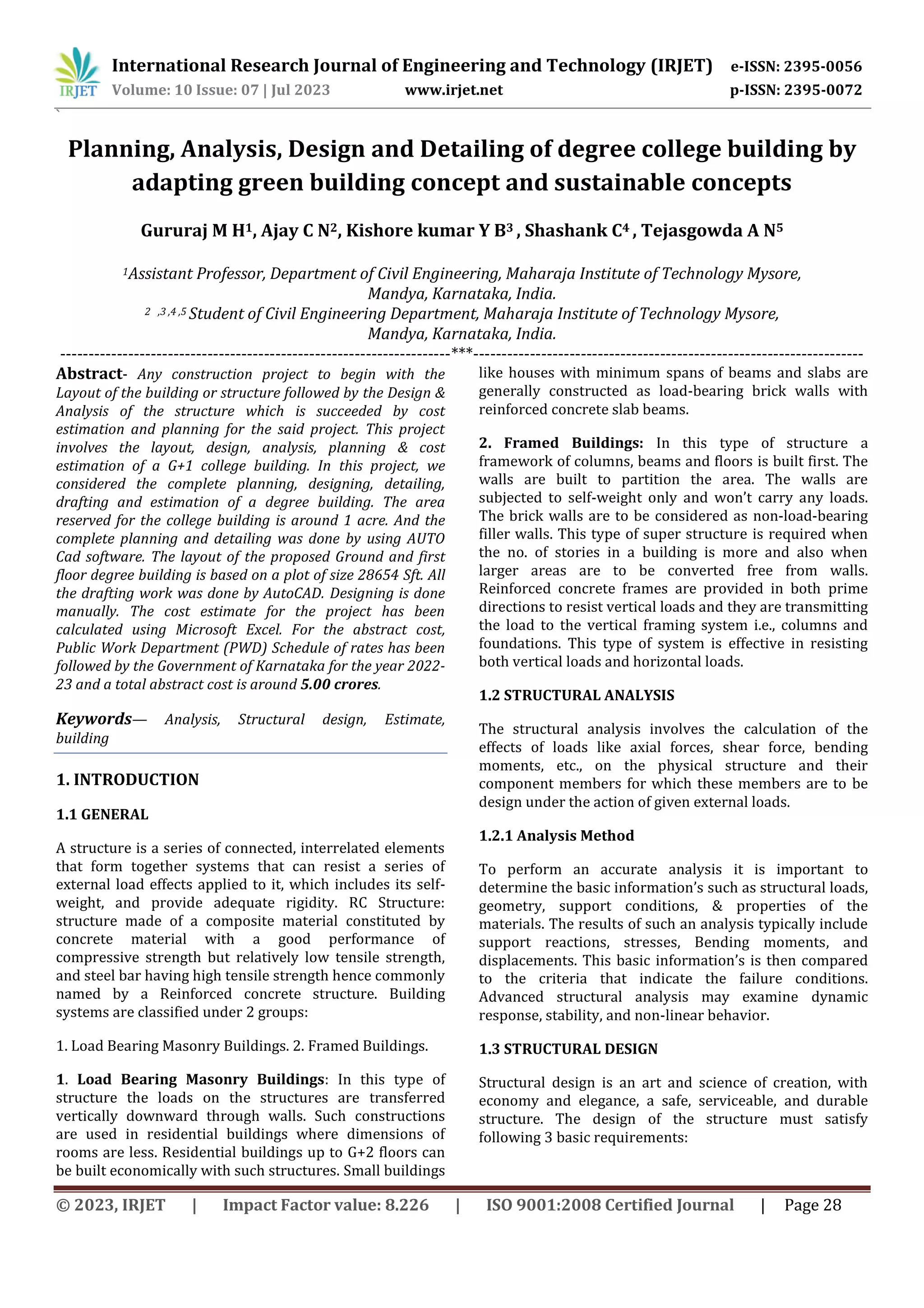 Planning, Analysis, Design and Detailing of degree college building by ...