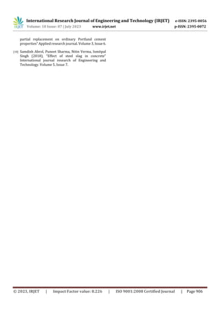 EVALUATION OF STEEL SLAG AS PARTIAL REPLACEMENT OF CEMENT IN CONCRETE | PDF
