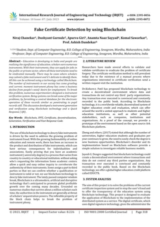 Fake Certificate Detection by using Blockchain | PDF