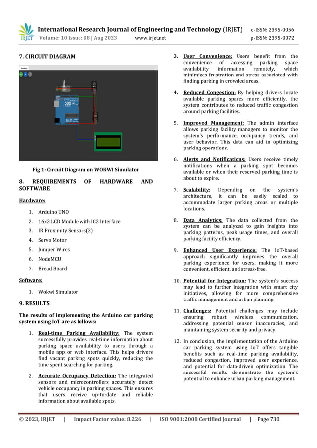 ARDUINO BASED CAR PARKING SYSTEM USING WOKWI SIMULATOR | PDF