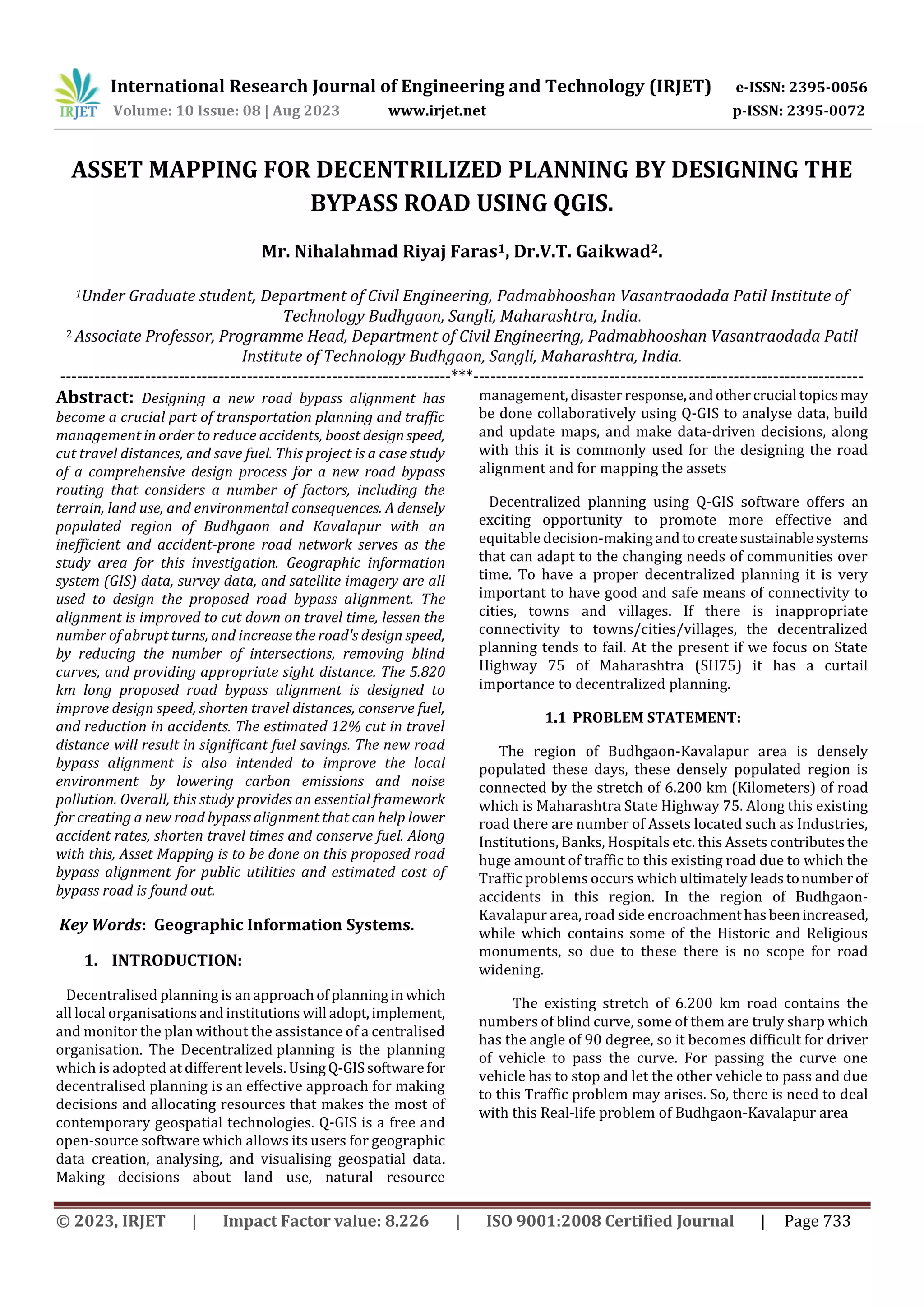 ASSET MAPPING FOR DECENTRILIZED PLANNING BY DESIGNING THE BYPASS ROAD ...