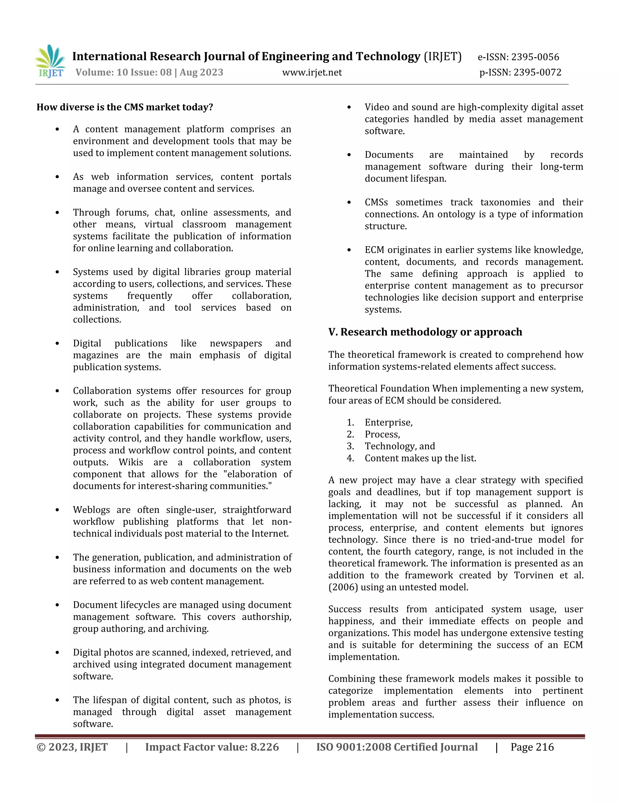 Research study on content management systems (CMS): issues with the ...