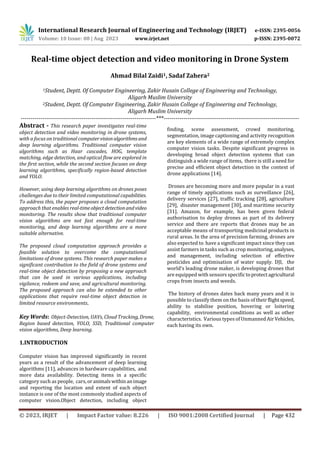 Real-time object detection and video monitoring in Drone System | PDF ...