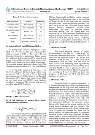 Drying Kinetics of Tomato Slices: Thin Layer Modelling of Temperature ...