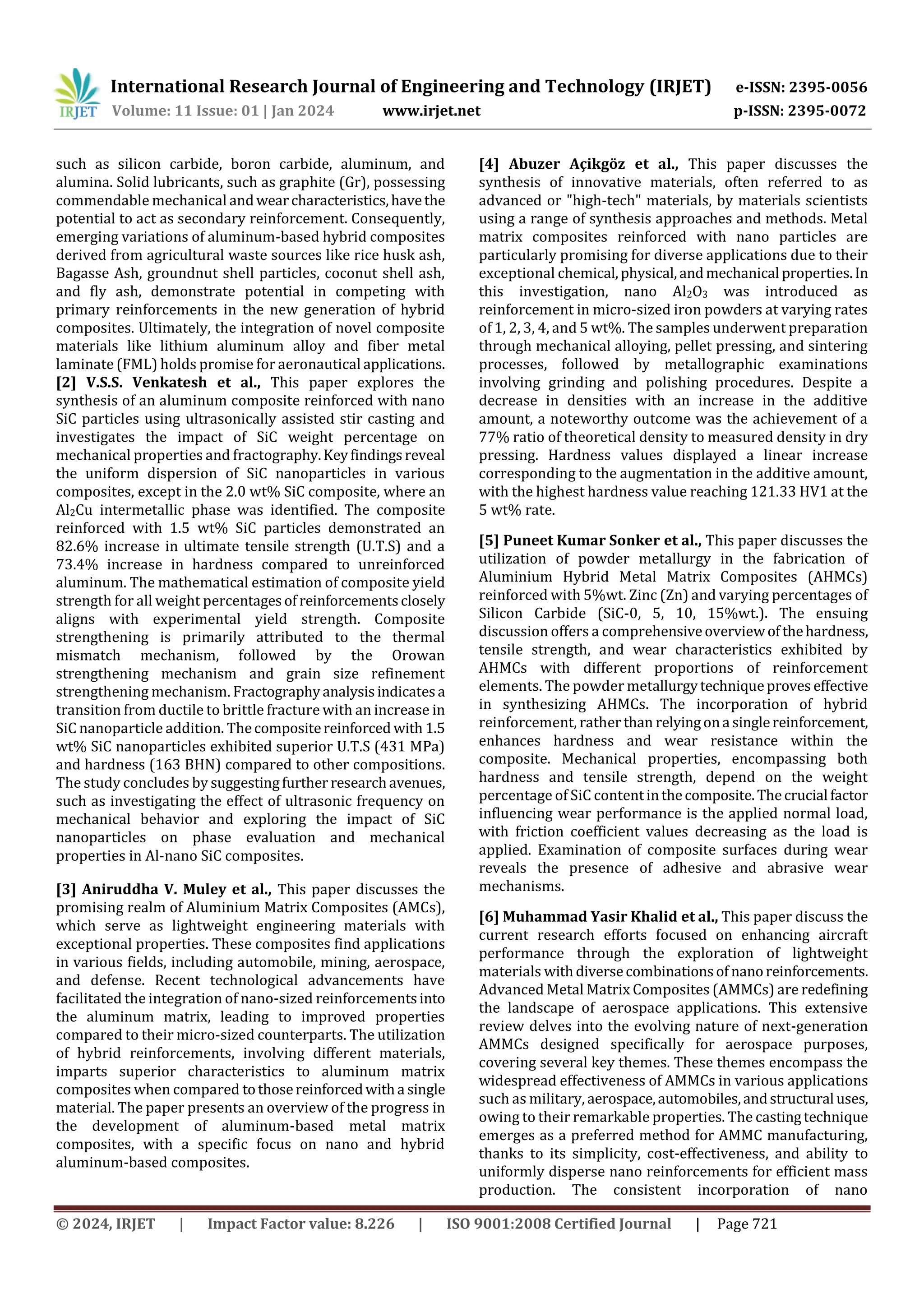 A Review on the Progress and Challenges of Aluminum-Based Metal Matrix ...