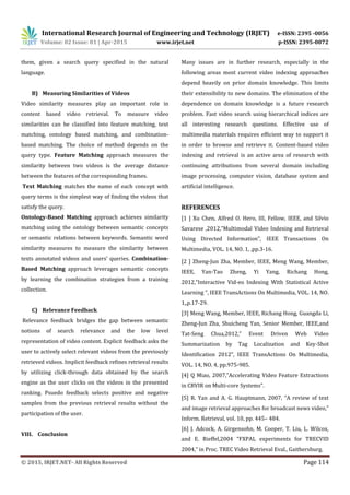 IRJET-Feature Extraction from Video Data for Indexing and Retrieval | PDF