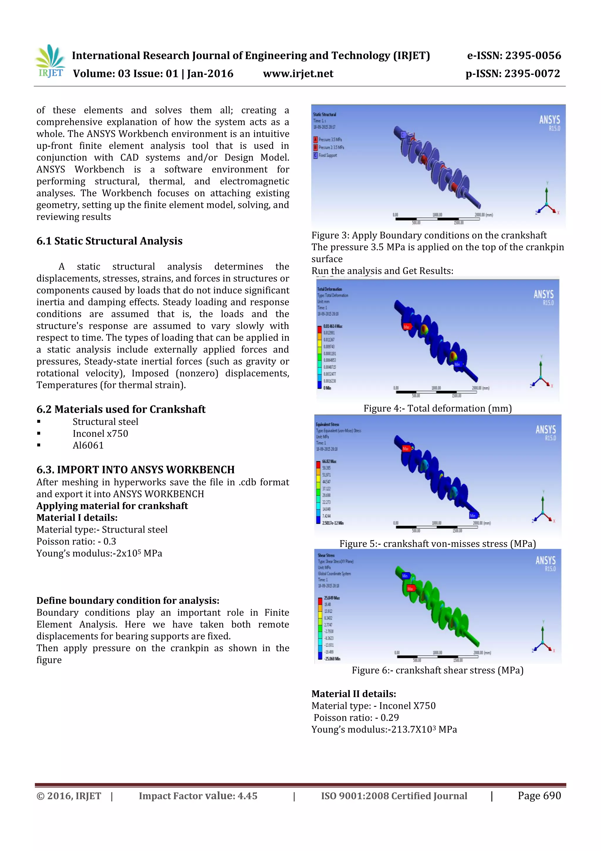 Modeling and Stress Analysis Of Crankshaft Using FEM Package ANSYS | PDF