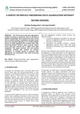A Survey on Privacy-Preserving Data Aggregation Without Secure Channel ...