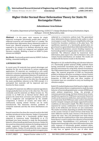 Higher Order Normal Shear Deformation Theory for Static FG Rectangular ...