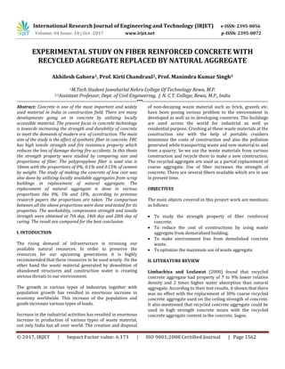 Experimental Study on Fiber Reinforced Concrete with Recycled Aggregate ...