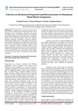 A Review on Mechanical Properties and Microstructure of Aluminium Metal ...