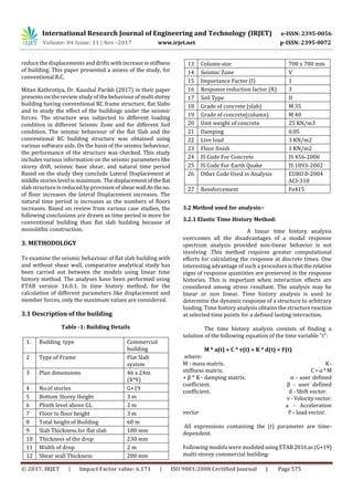 Seismic Response of Multi storey Flat Slab Building with and without ...