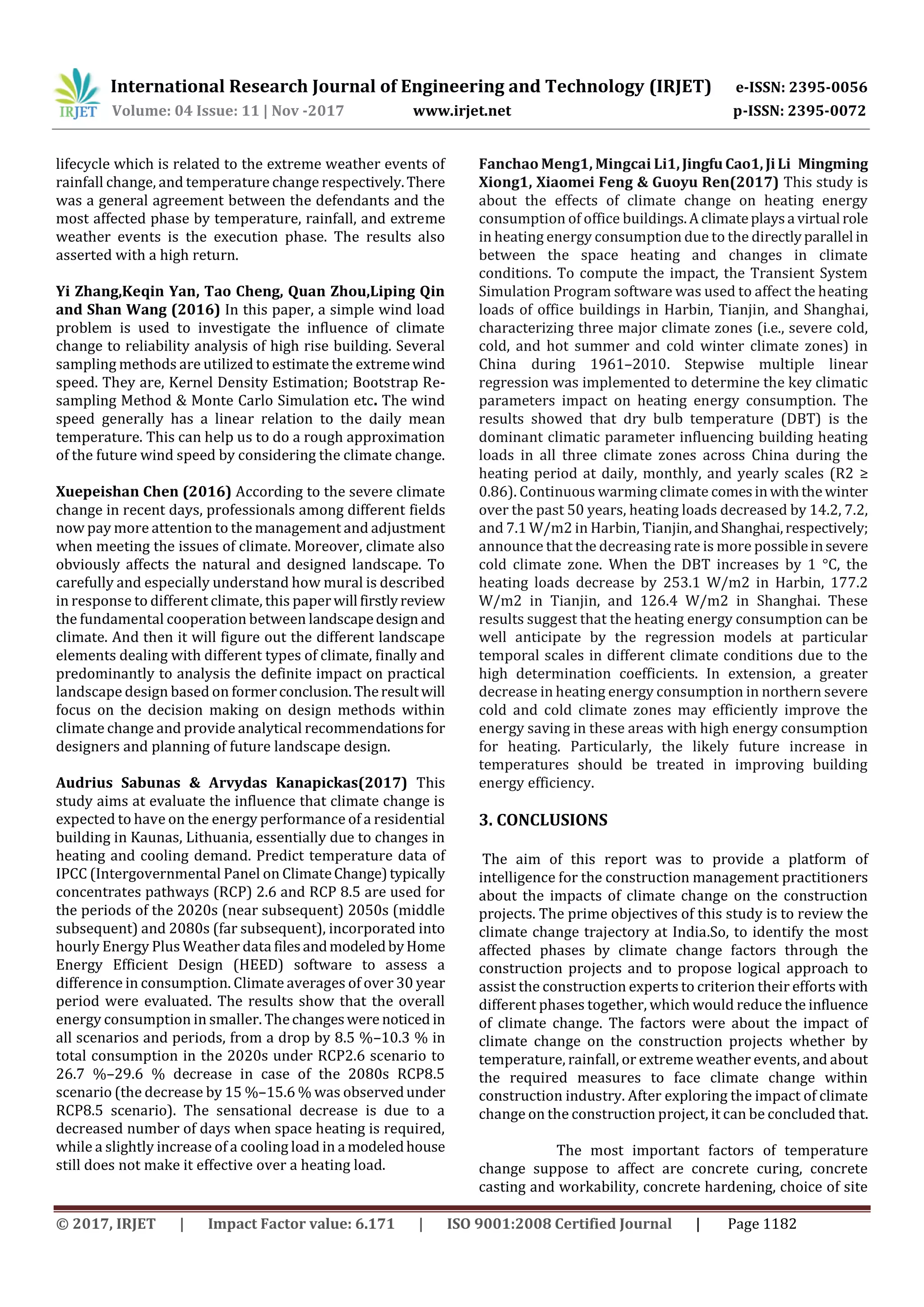 Review on Climate Change and its Effects on Construction Industry | PDF