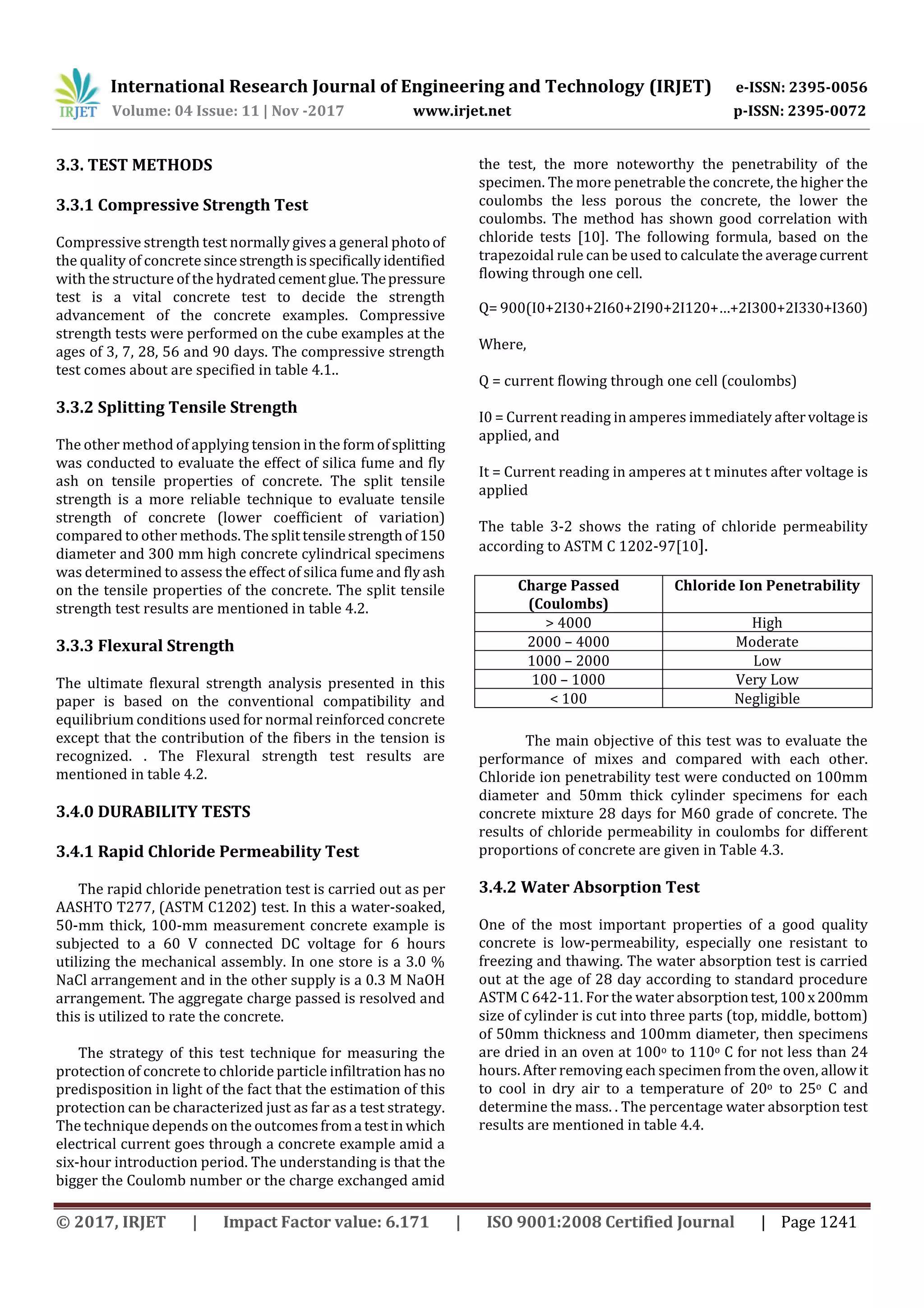 A Study and Analysis on Durability and Mechanical Properties of High ...