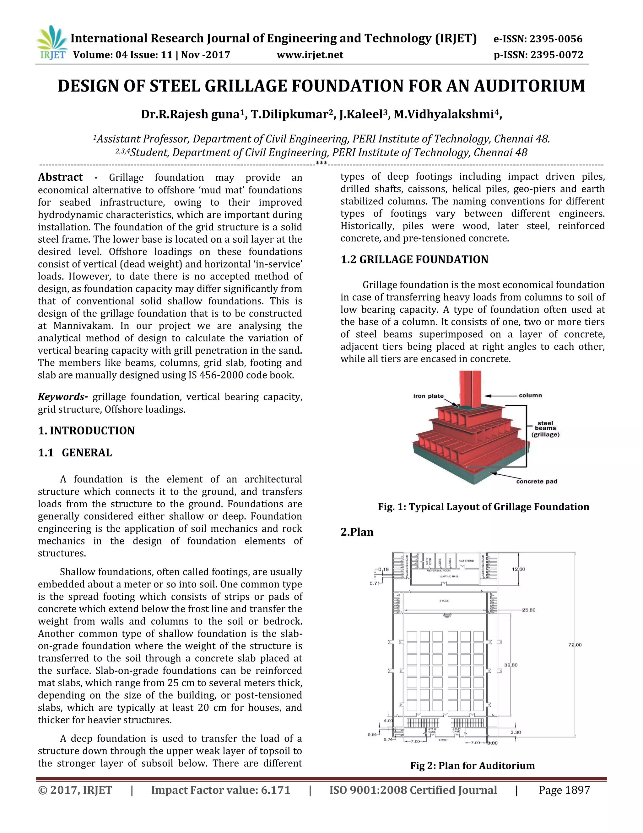Design of Steel Grillage Foundation for an Auditorium | PDF