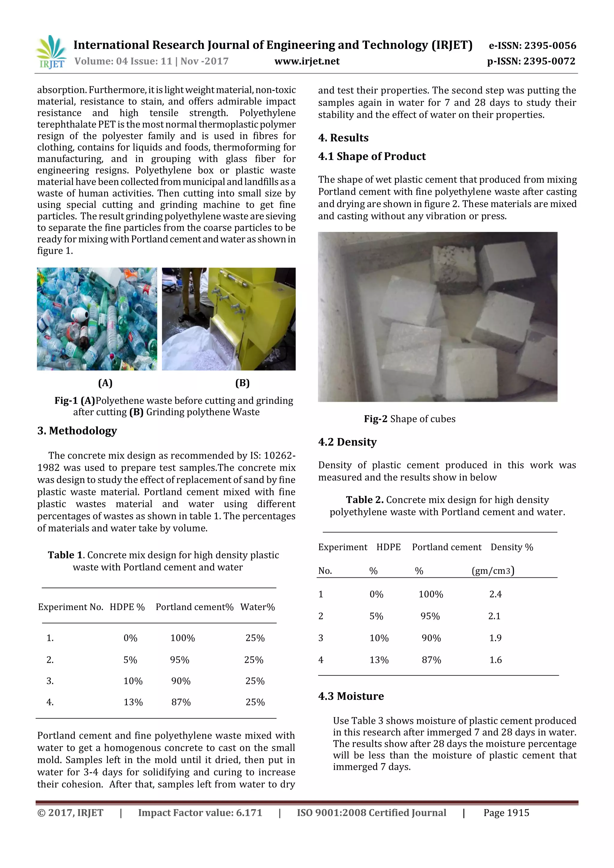 Use of Plastic Waste in Concrete Mix | PDF