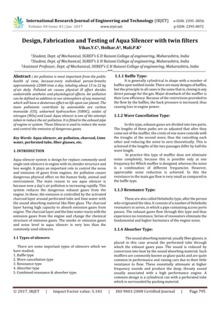 Design, Fabrication and Testing of Aqua Silencer with twin filters | PDF
