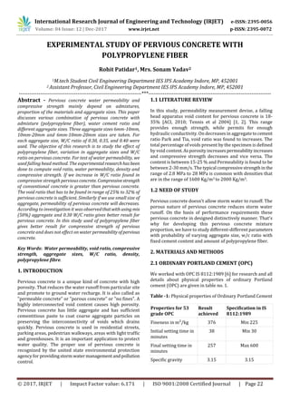 Experimental Study of Pervious Concrete with Polypropylene Fiber | PDF