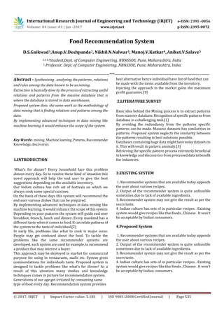 Food Recommendation System | PDF