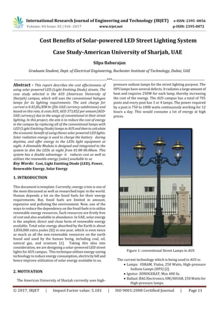 Cost Benefits of Solar-powered LED Street Lighting System Case Study ...