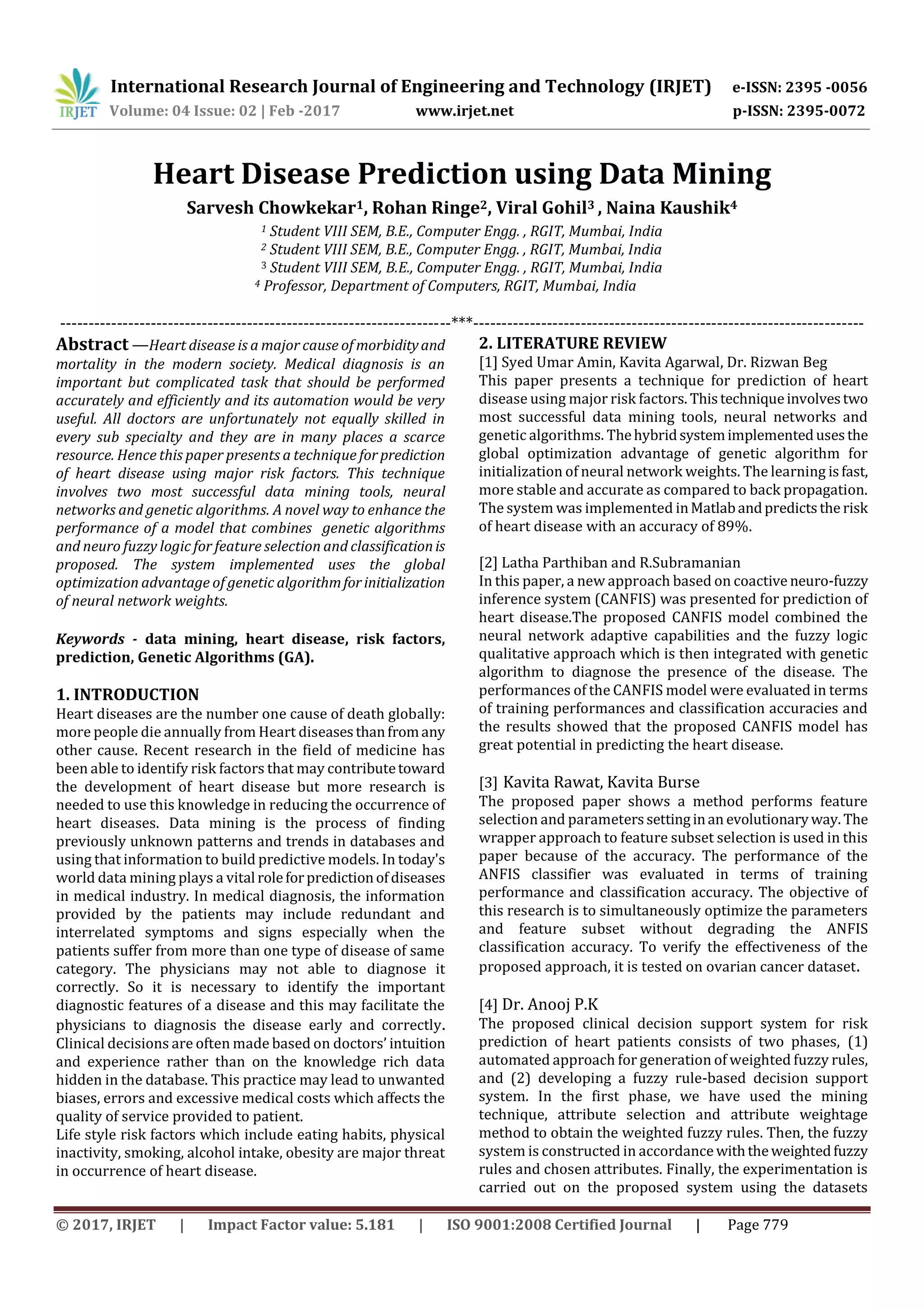Heart Disease Prediction using Data Mining | PDF