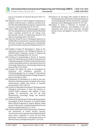 A Review of the Aluminium Metal Matrix Composite and its Properties | PDF