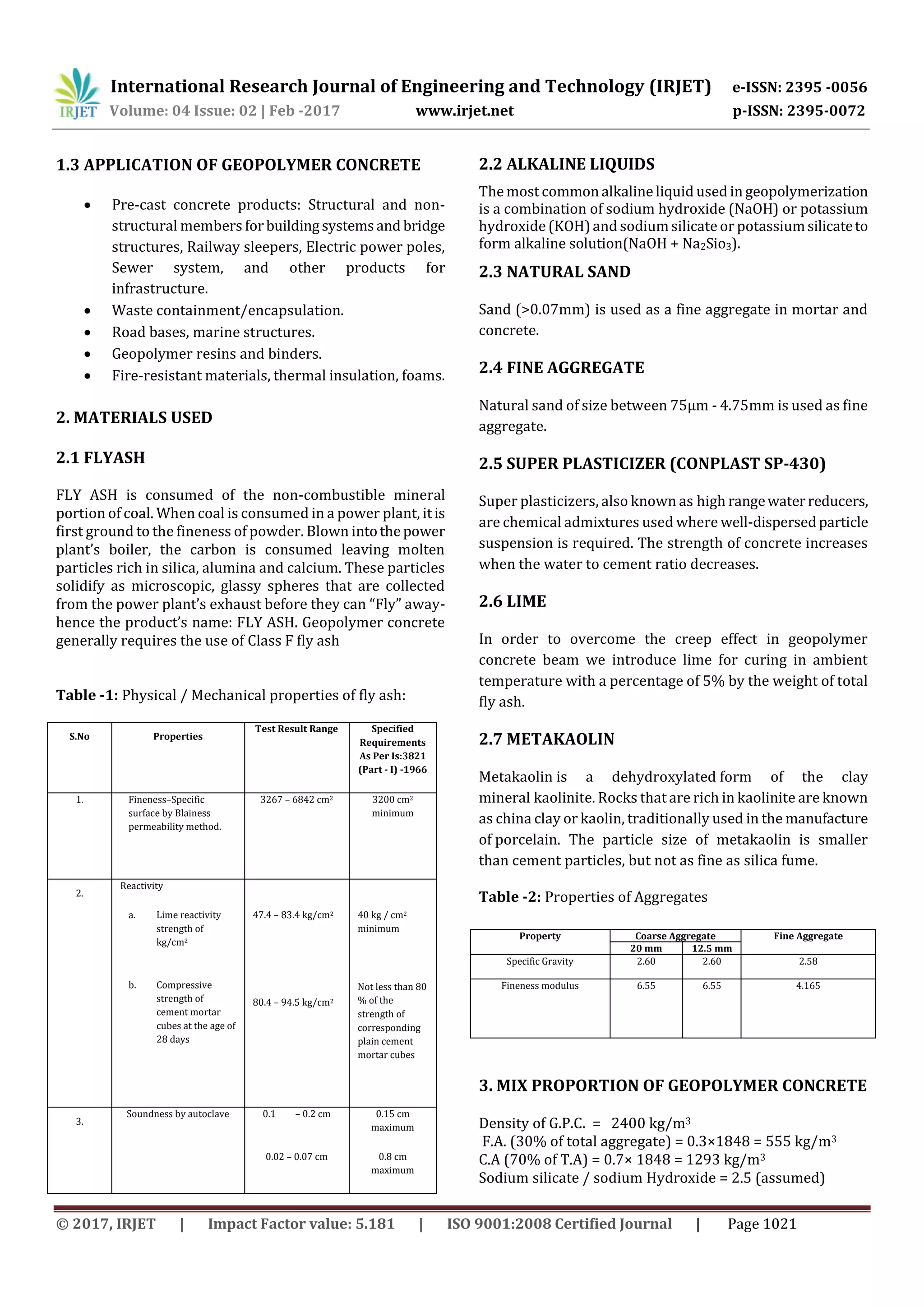 Rehabilitation Of Reinforced Geopolymer Concrete Beam | PDF