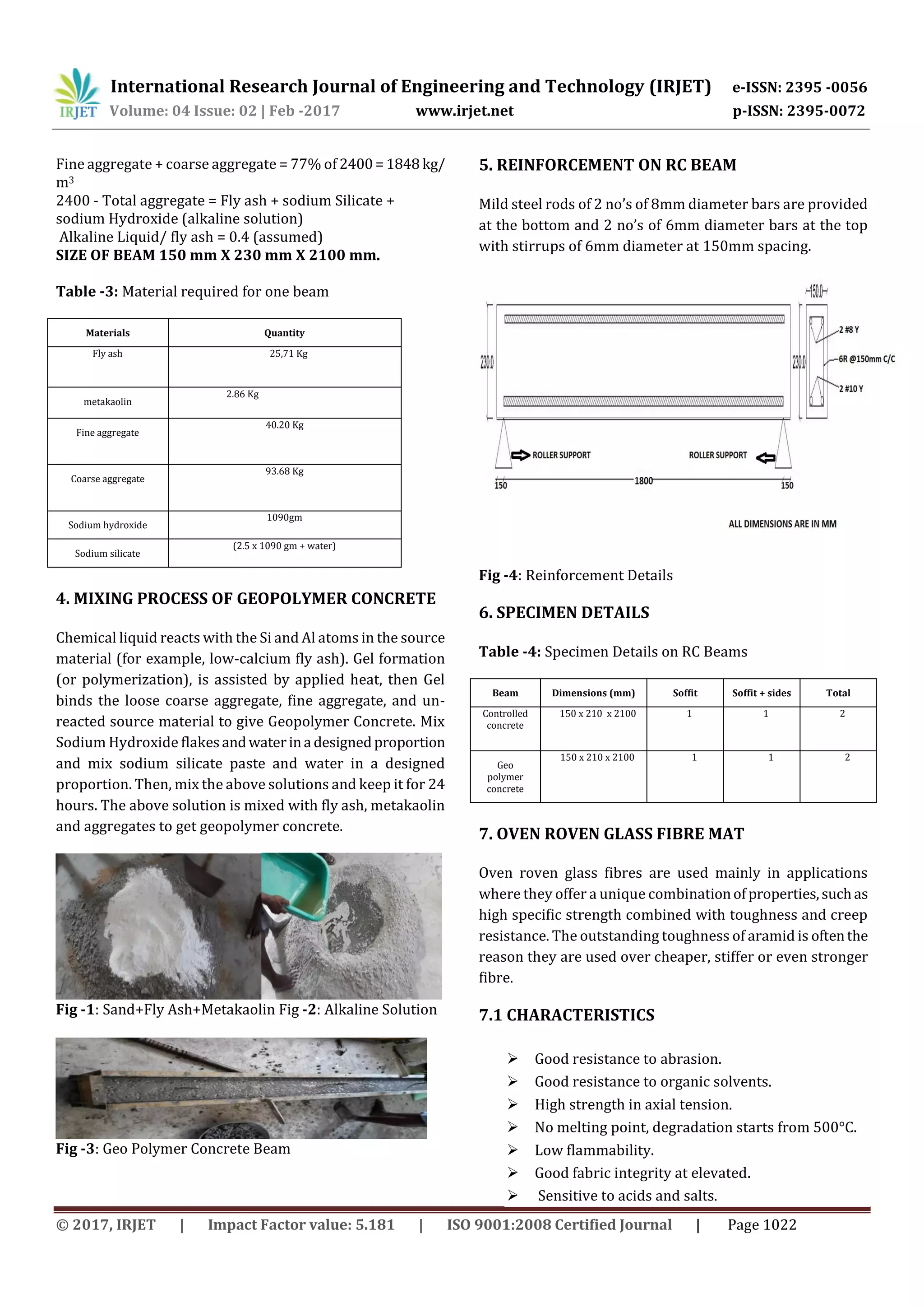Rehabilitation Of Reinforced Geopolymer Concrete Beam | PDF