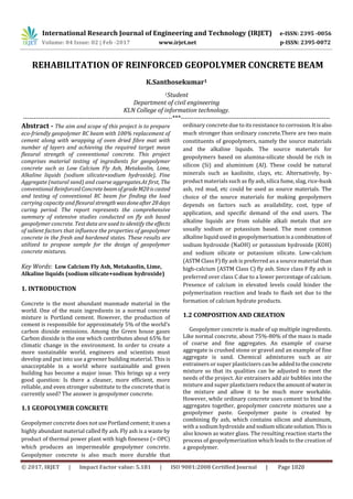 Rehabilitation Of Reinforced Geopolymer Concrete Beam | PDF