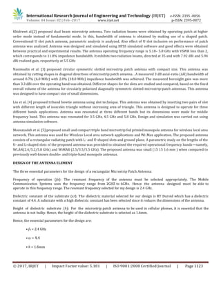 A Review paper on design for microstrip patch antenna | PDF