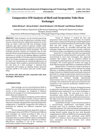 Comparative CFD Analysis of Shell and Serpentine Tube Heat Exchanger | PDF