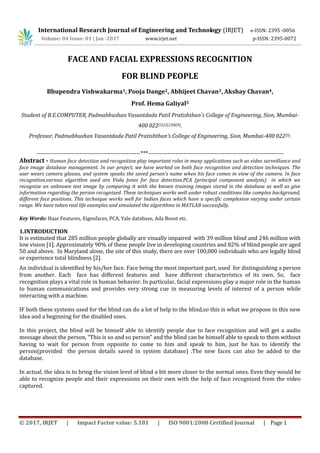 Face and facial expressions recognition for blind people | PDF
